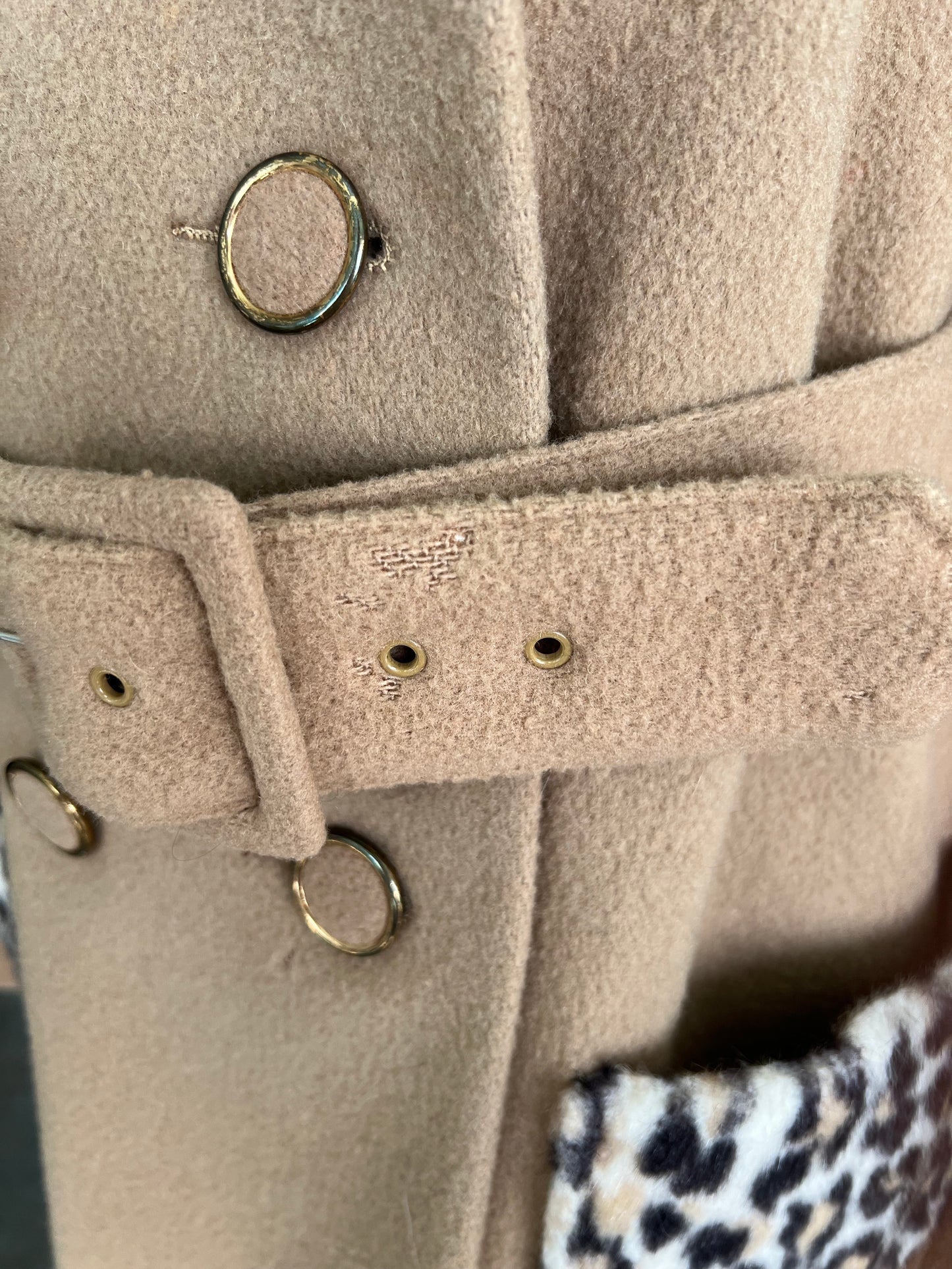 1960's Vintage Faux Leopard with Wool Cape Poncho Coat