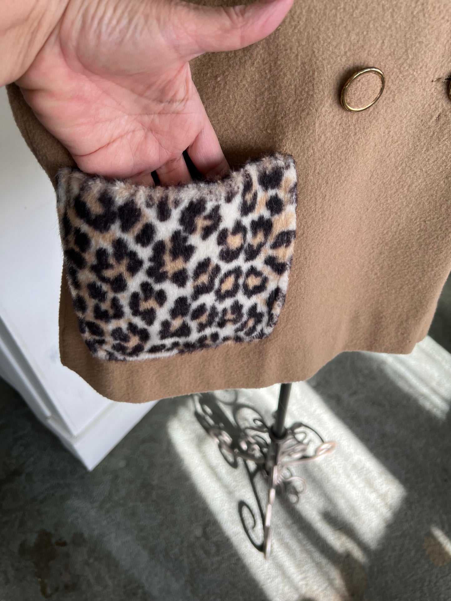 1960's Vintage Faux Leopard with Wool Cape Poncho Coat