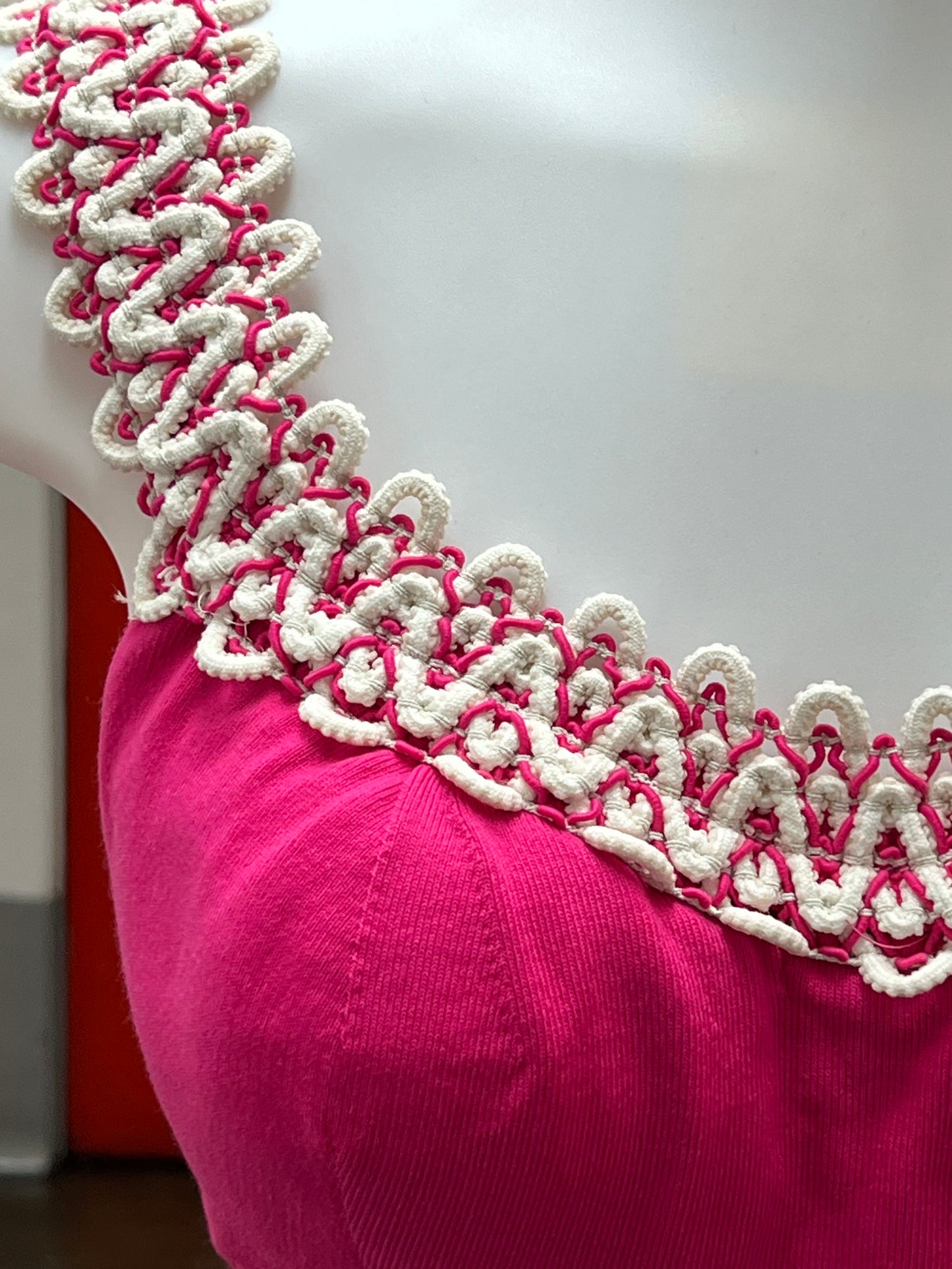 1950 Vintage Fuchsia Pink Swimsuit with White and Fuchsia Pink Trim Perfect