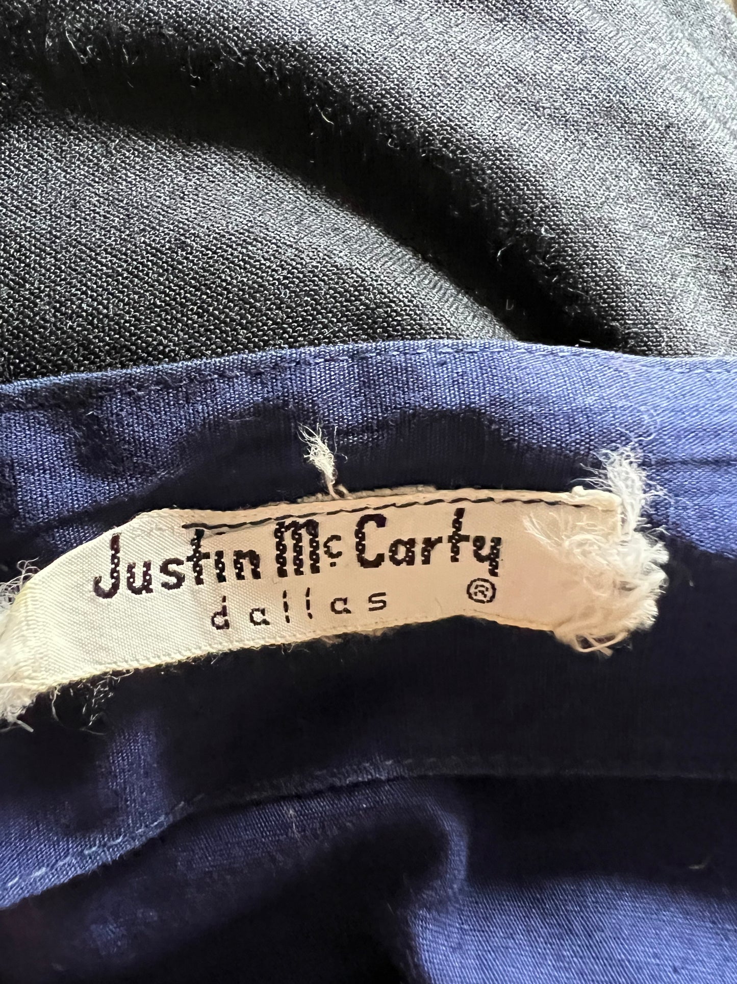 1950's Vintage Royal Blue Justin McCarty Cotton Halter Sun Dress Full Skirt Matching Shawl