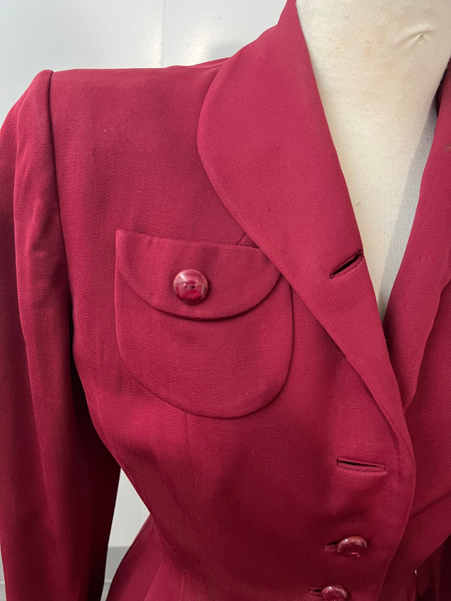 1940 Vintage Burgundy Wool Gabardine Suit Lilli Ann Style