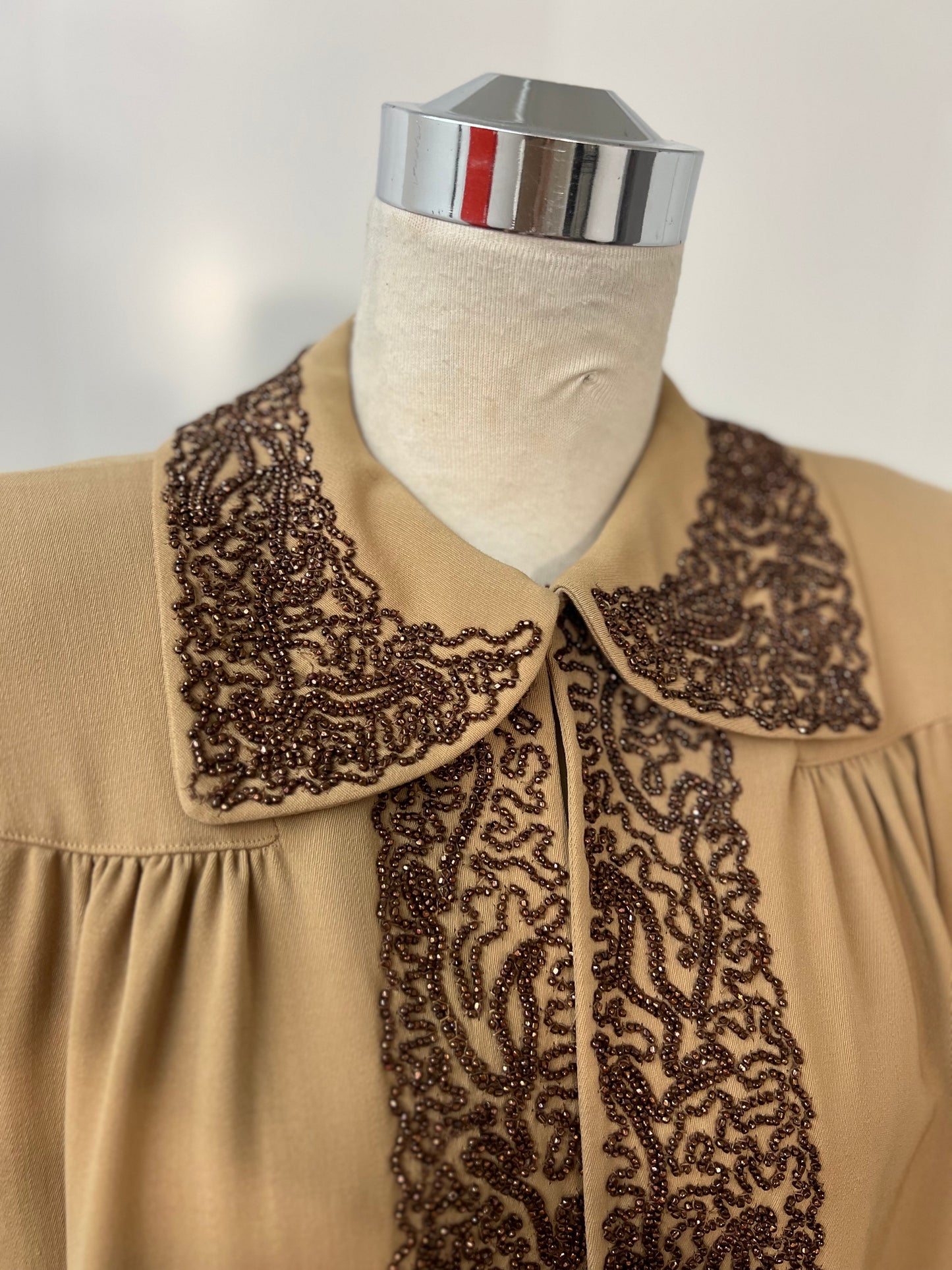 1940's Vintage Wool Gab Beaded Evening Swing Coat Beautiful & Perfect