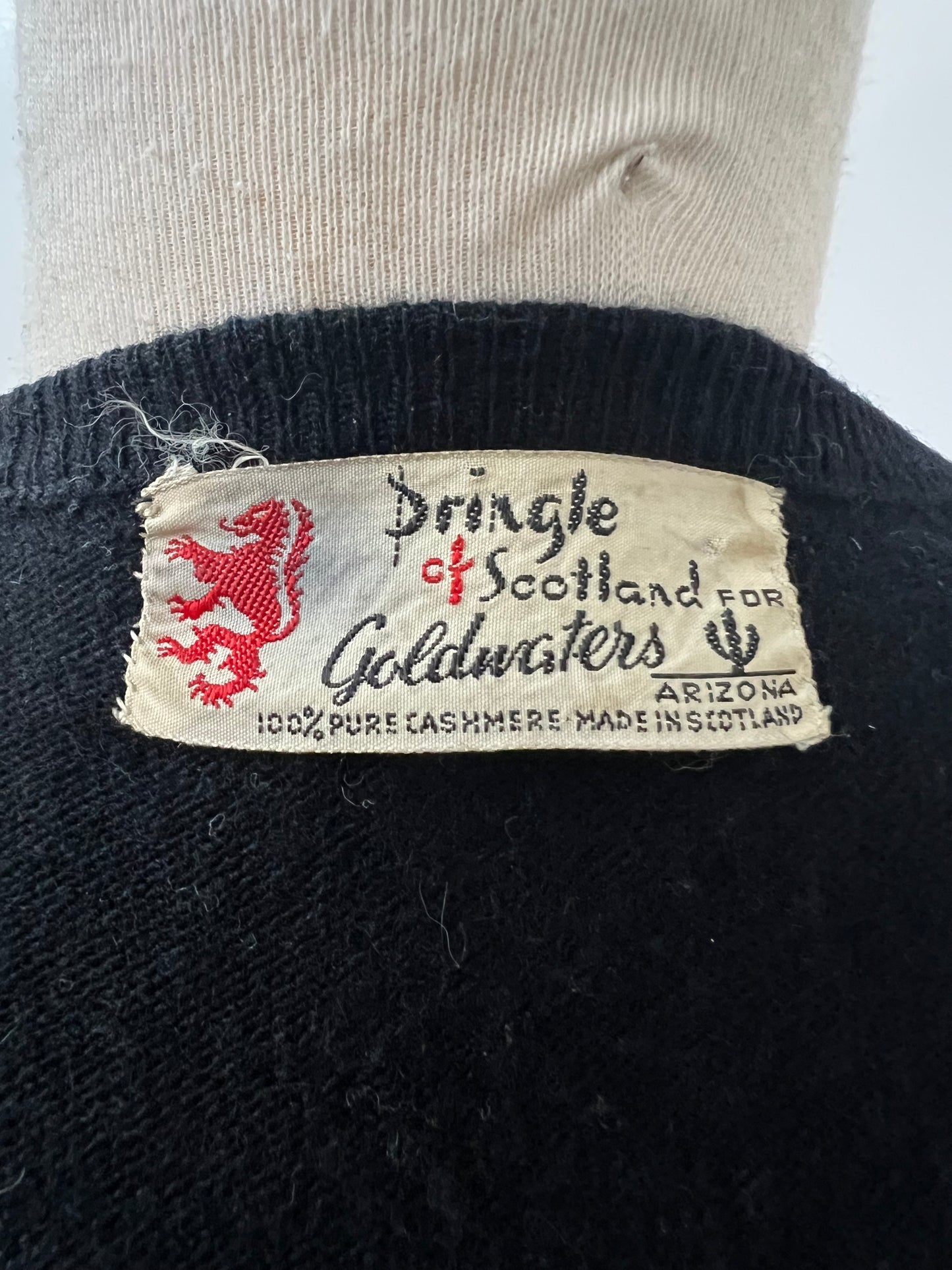 1950 Vintage Black Soft Cashmere Waist Length Sweater with Gold Embordered Roses