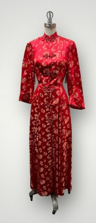 SOLD! 1930 1940 Vintage Satin Red Brocade Chinese Robe Size 10