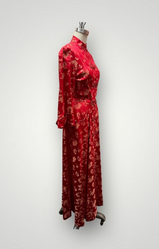 SOLD! 1930 1940 Vintage Satin Red Brocade Chinese Robe Size 10