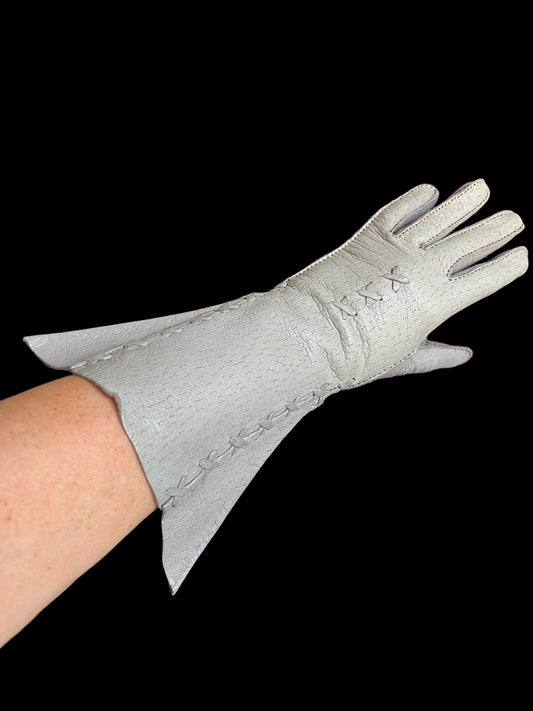 SOLD ! 1940 Rare Gauntlet Gray Driving Leather Gloves Perfect