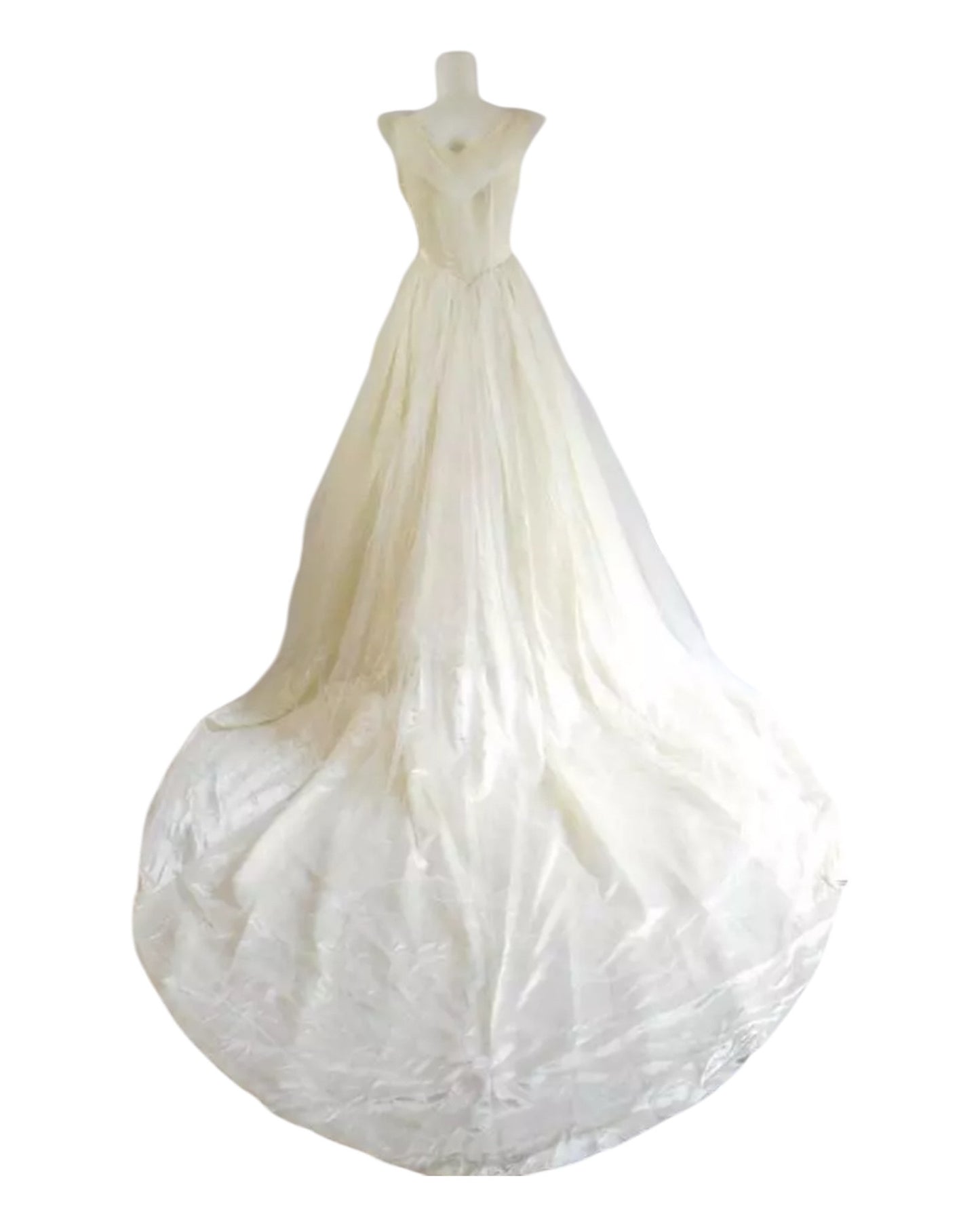 1950's Tulle Over Satin With Pleated Collar Gorgeous Wedding Gown