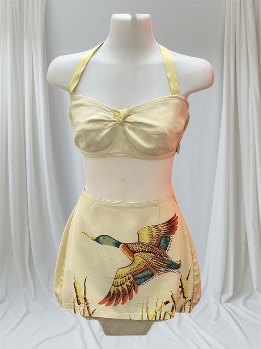 SOLD! 1940 Vintage Original Catalina Large Size Two Piece Hand Printed Swimsuit Perfect