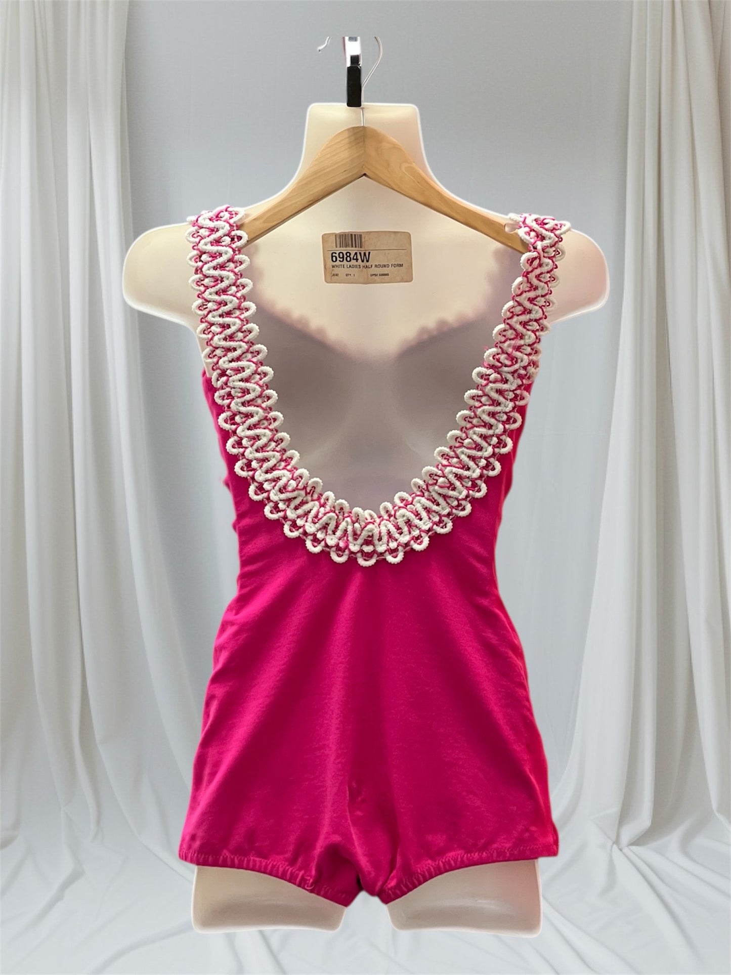 1950 Vintage Fuchsia Pink Swimsuit with White and Fuchsia Pink Trim Perfect