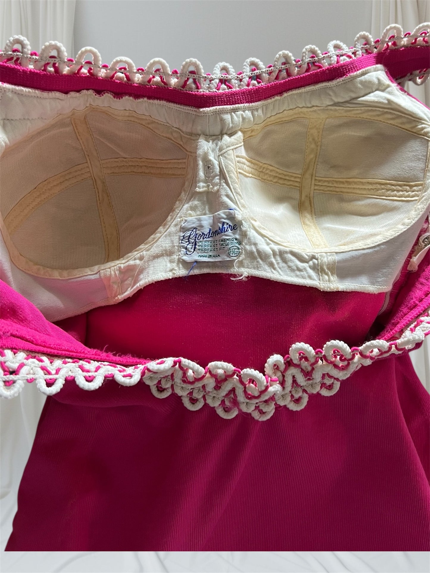 1950 Vintage Fuchsia Pink Swimsuit with White and Fuchsia Pink Trim Perfect
