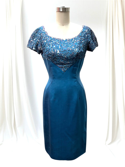 JUST ARRIVED! 1950's Vintage Edith Royce Silk Cocktail Wiggle Dress Perfect