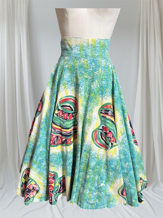 1940 1950 Vintage Mexican Design Circle Skirt Perfect