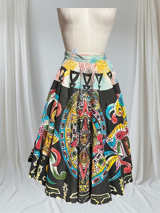 1940 1950 Vintage with Sequins Mexican Design Circle Skirt