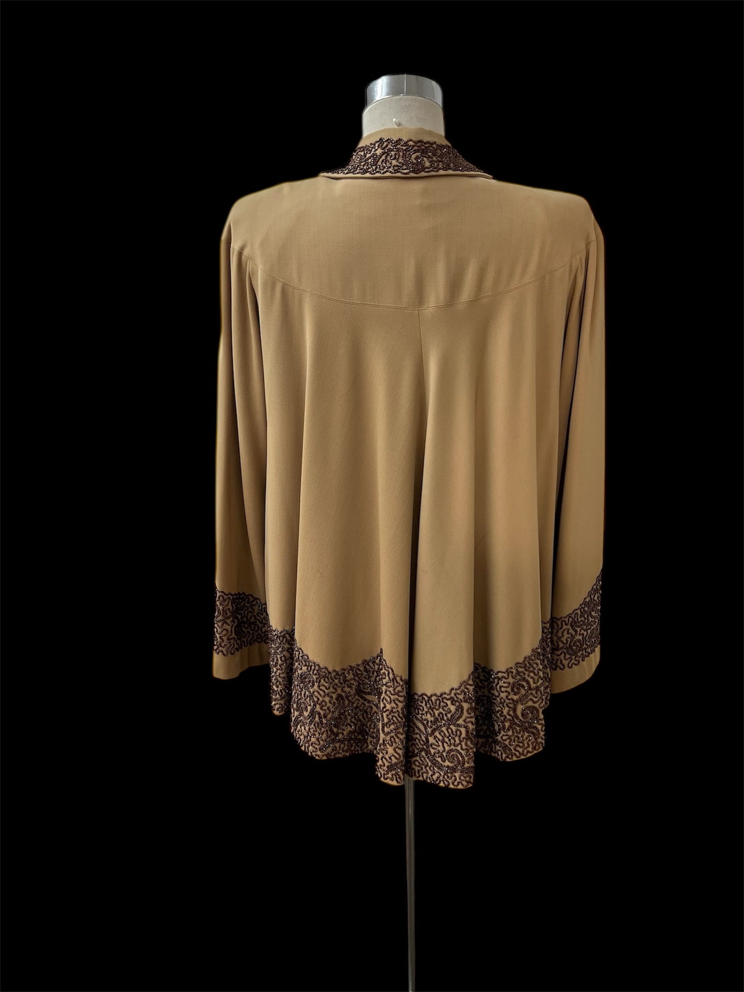 1940's Vintage Wool Gab Beaded Evening Swing Coat Beautiful & Perfect