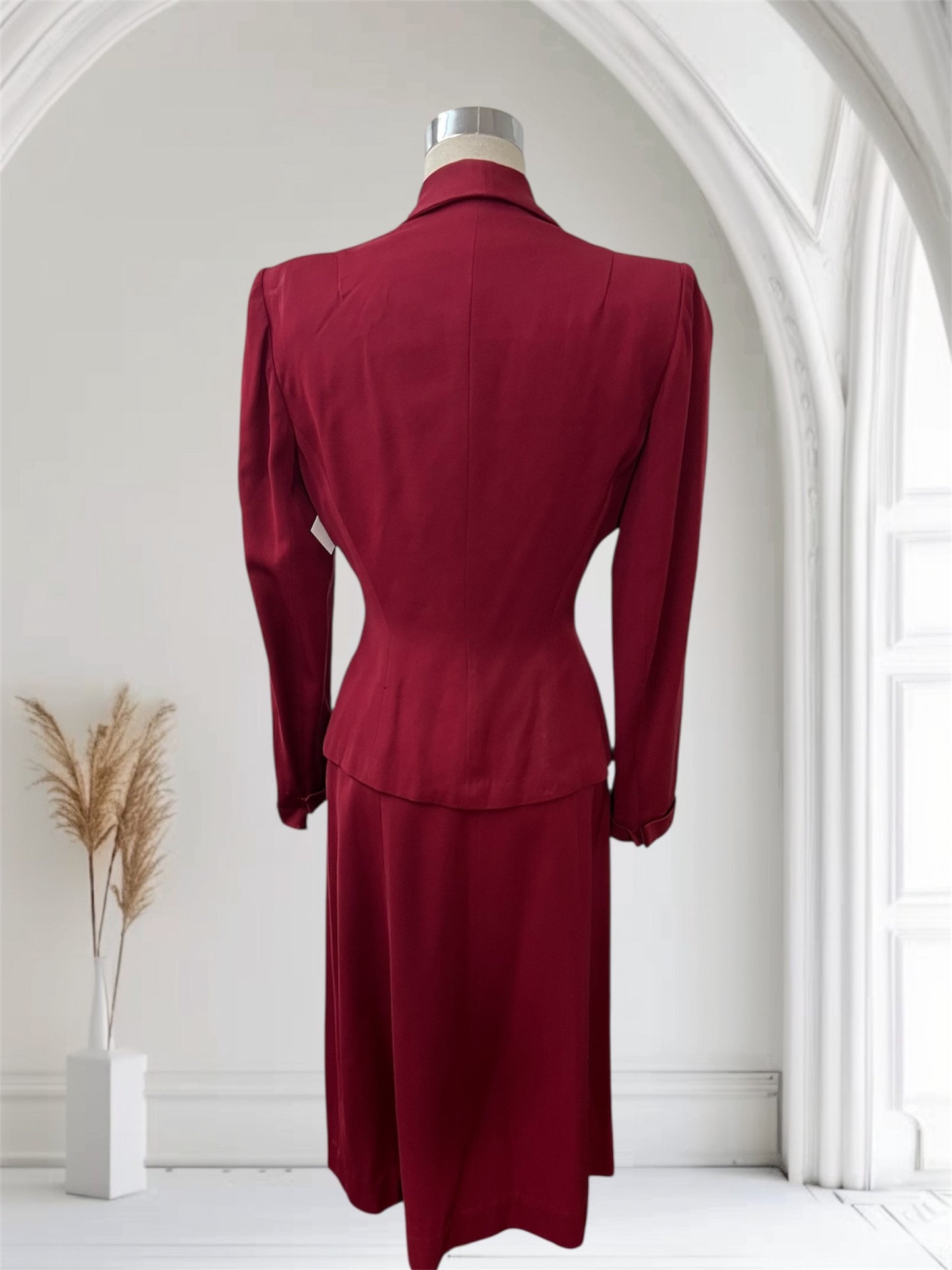 1940 Vintage Burgundy Wool Gabardine Suit Lilli Ann Style