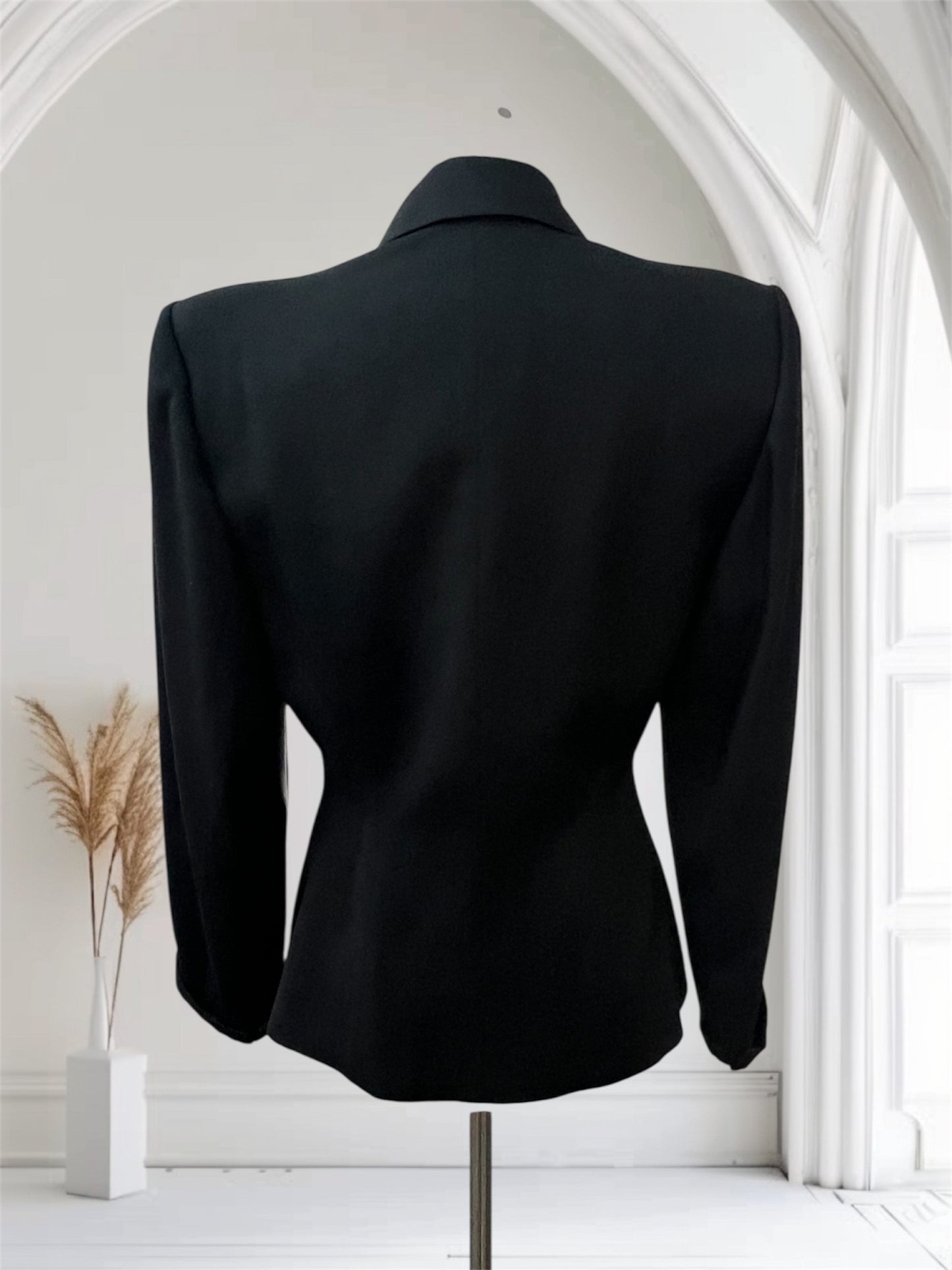 1940 1950 Vintage Lilli Anne Style Deep Rich Black Gabardine Woman's Tuxedo Jacket