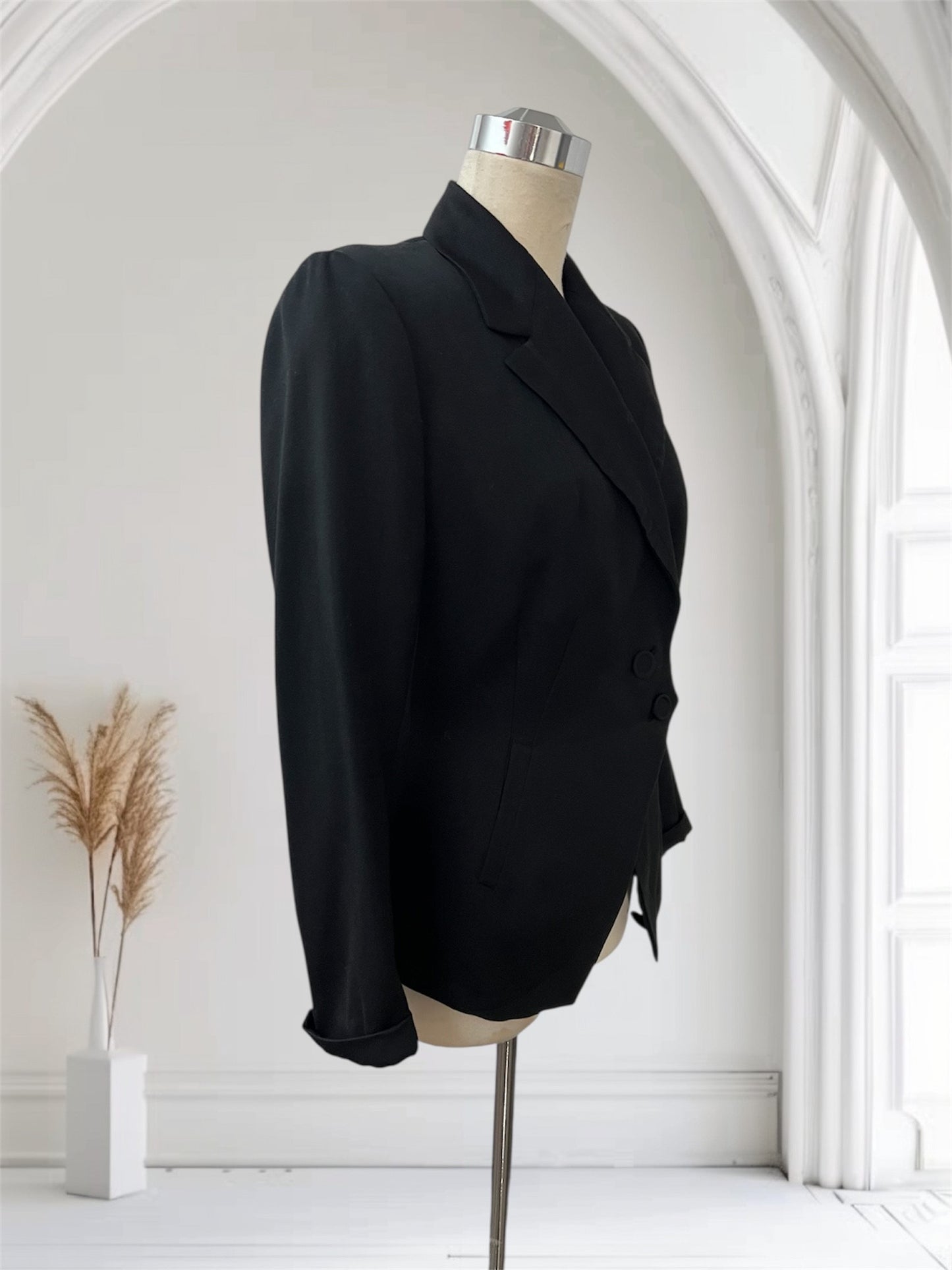 1940 1950 Vintage Lilli Anne Style Deep Rich Black Gabardine Woman's Tuxedo Jacket
