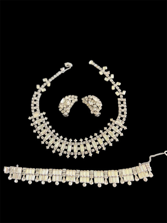SOLD! 1950 Vintage 4 Piece Kramer Parure Set Necklace Bracelet Earrings Gorgeous Beautiful Perfect