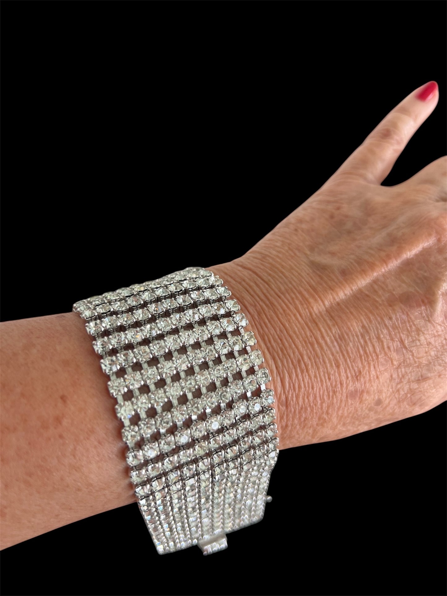 1950 Vintage 10 Row Rhinestone Bracelet Gorgeous Beautiful Perfect