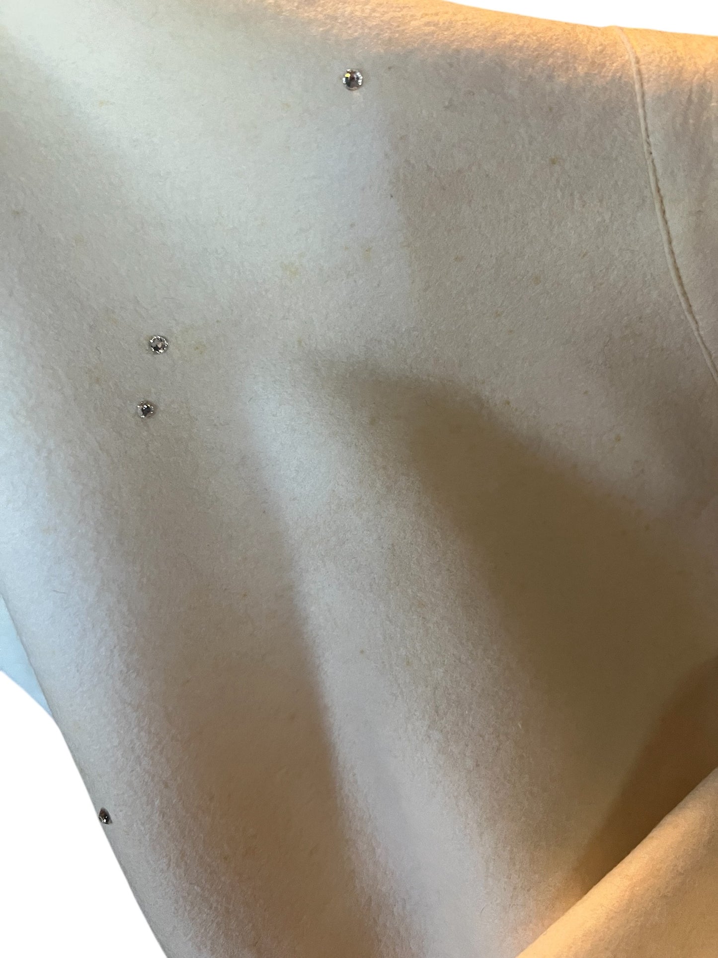 SOLD! 1950's Vintage Christmas Circular Cream Skirt with Xmas Tree Appliques and Rhinestones