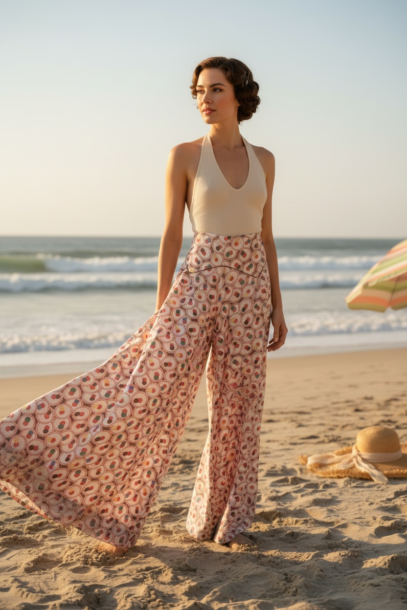 1930's Very Rare Wide Leg Beach Pajama Pants.