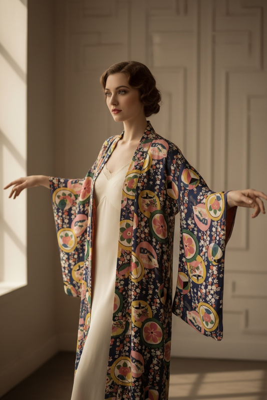 Beautiful Vintage Full Length Kimono Vibrant Colors Beautiful Condition