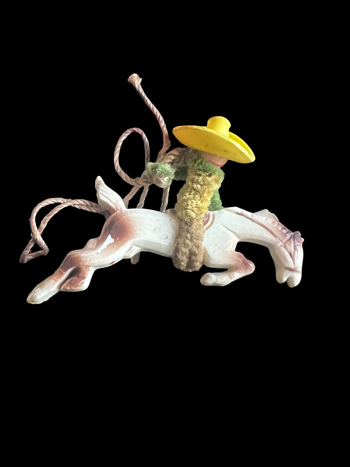1940's Rare Novelty Cowboy On Bucking Bronco Horse Brooch Pin
