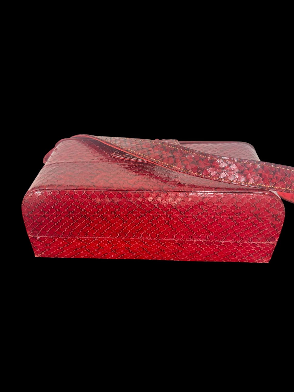 1940's Original Red Snakeskin Box Purse By Film Star Creations of Hollywood Beautiful Condition