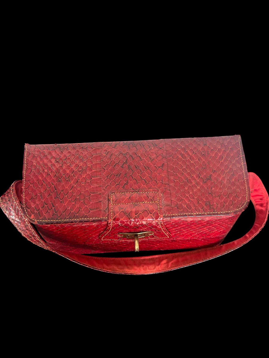 1940's Original Red Snakeskin Box Purse By Film Star Creations of Hollywood Beautiful Condition