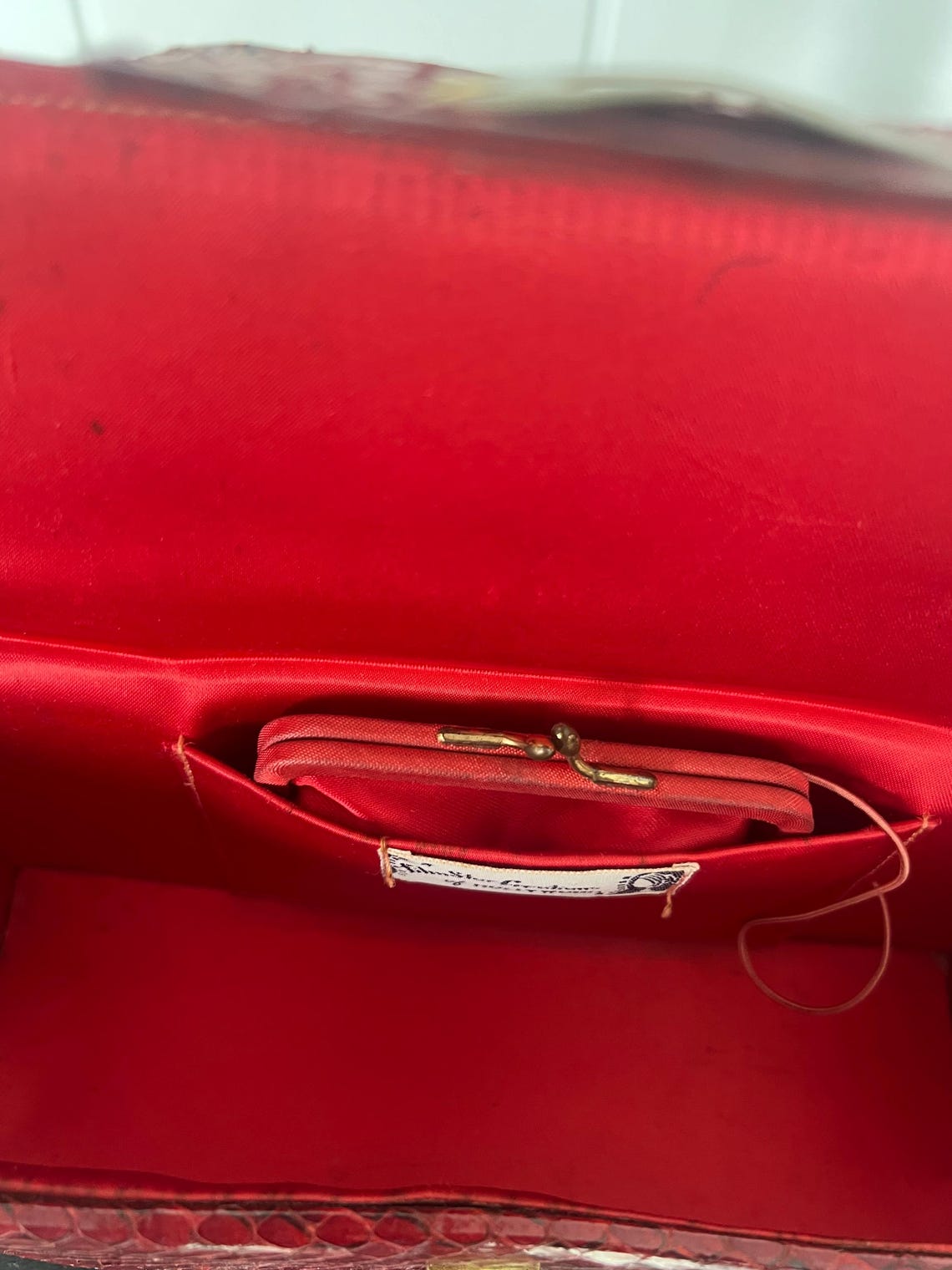 1940's Original Red Snakeskin Box Purse By Film Star Creations of Hollywood Beautiful Condition