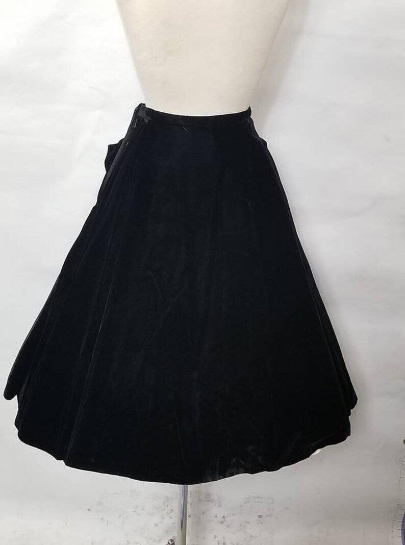 1950 Vintage Silk Velvet Skirt with Movable Butterfly Applique Perfect