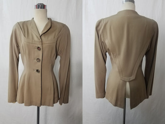 1940's Vintage Camel Beige Gabardine Jacket