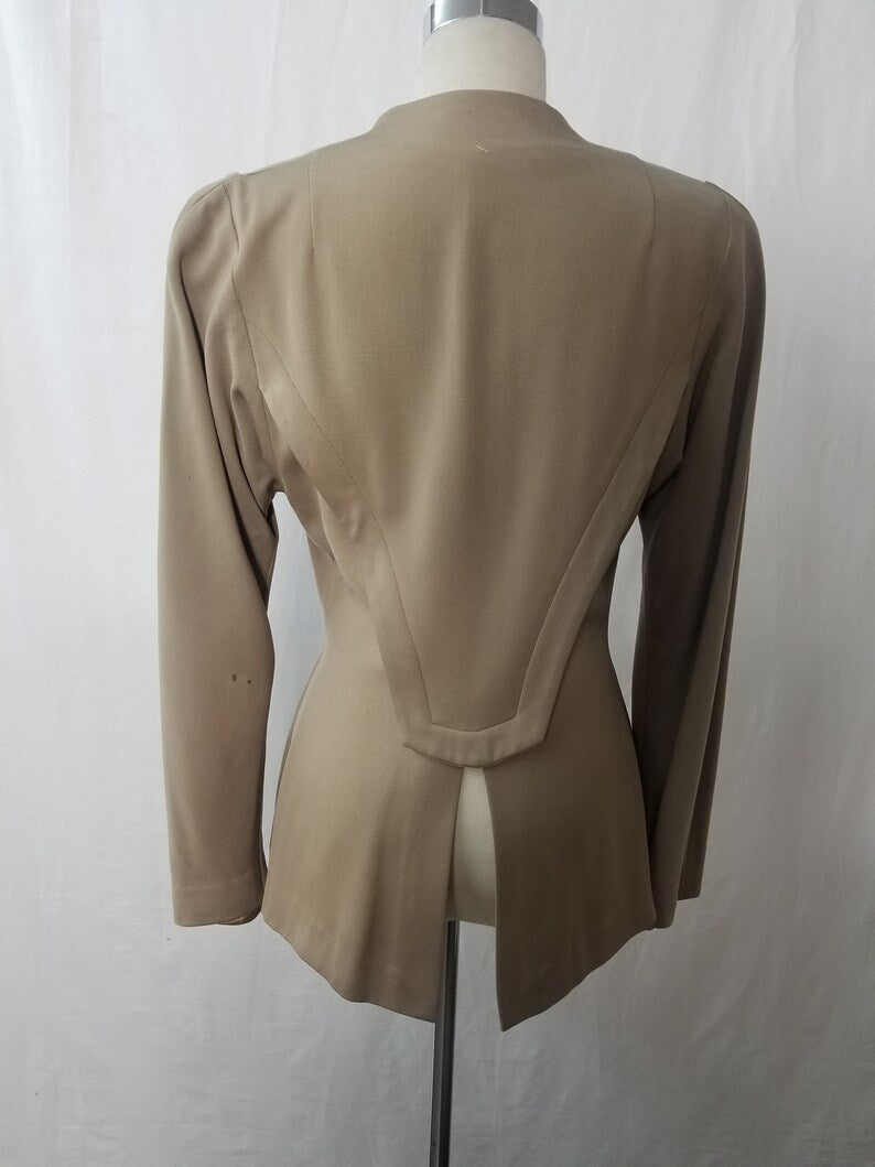 1940's Vintage Camel Beige Gabardine Jacket