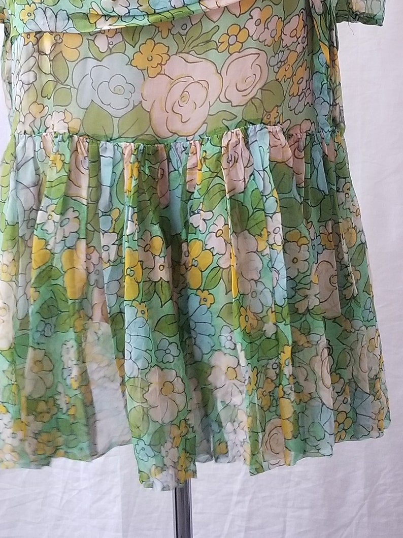 1920's Vintage Lovely Chiffon Floral Pastel Dress So Beautiful