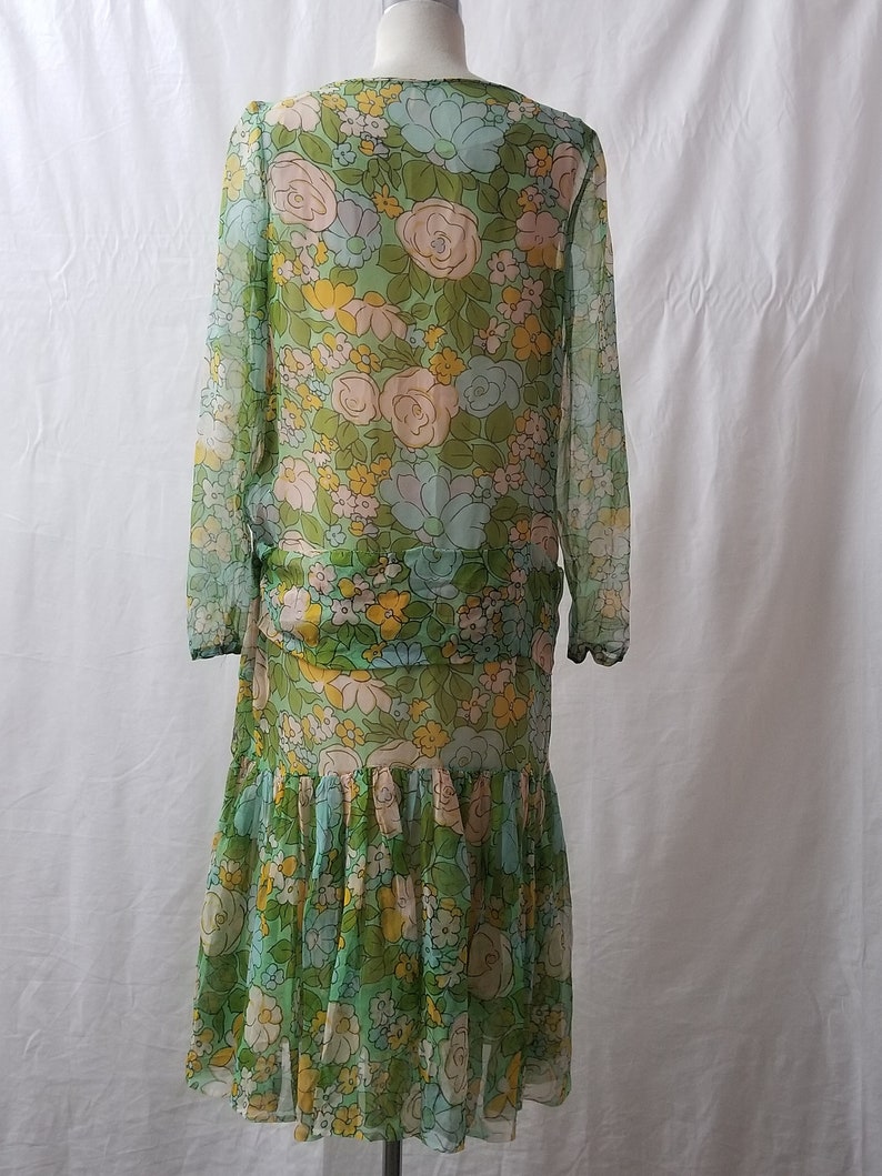 1920's Vintage Lovely Chiffon Floral Pastel Dress So Beautiful