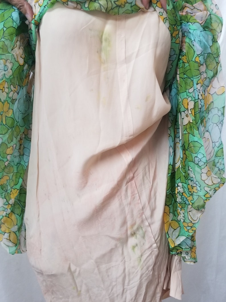 1920's Vintage Lovely Chiffon Floral Pastel Dress So Beautiful