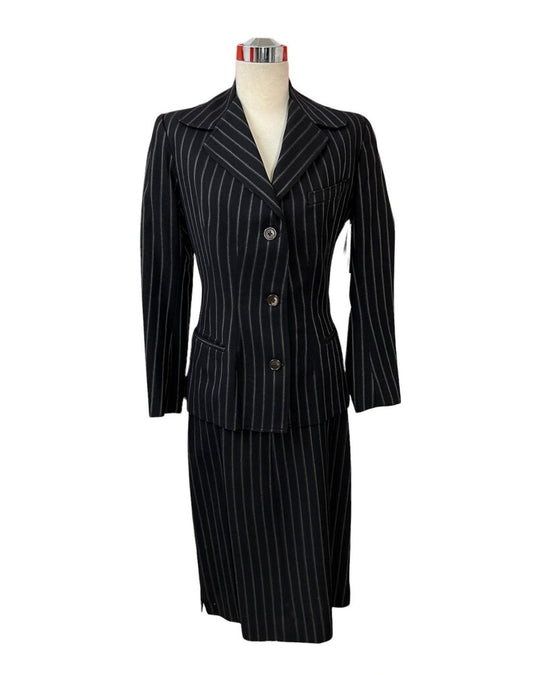 1941 Beautifully Custom Tailored Pin Stripe Wool Gabardine Suit Perfection