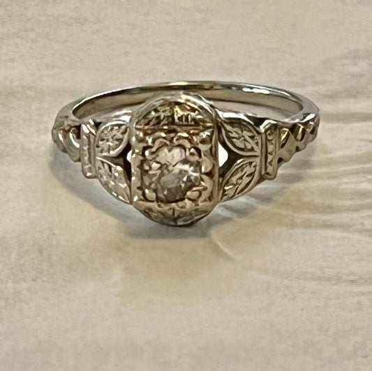 SOLD! Antique Estate 1920 Deco VTG 18K White Gold .33CT Diamond Ring