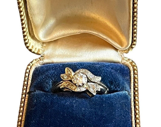 SOLD! Antique Estate Vtg Art Deco 1930 14K White Gold Approx .72cts of Diamonds Wedding Ring