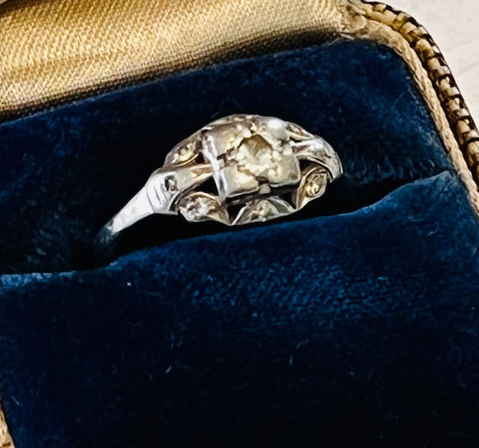 SOLD! Antique Estate Vintage Art Deco 1930 14K White Gold 1/2 Carat Diamonds Ring