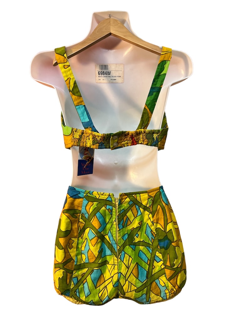 Vintage Nalii Honolulu Dead Stock Early 1960 Two Piece Swimsuit Multi Color Never Used