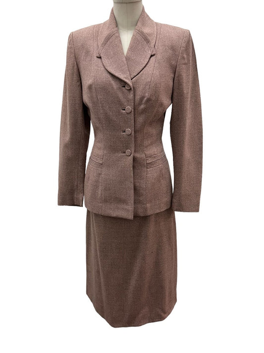 1940 1950 Beautiful Vintage Lilli Ann Style Dusty Rose Wool Suit Dead Stock Gorgeous