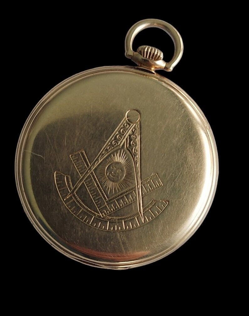 SOLD! Hamilton 1940's 14k Yellow Gold Pocket Watch Grade 917 17J 3 Adj Positions Masonic Past Master