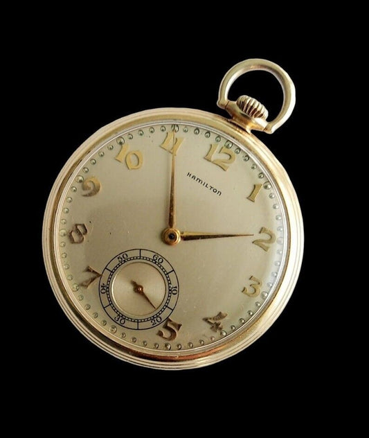 SOLD! Hamilton 1940's 14k Yellow Gold Pocket Watch Grade 917 17J 3 Adj Positions Masonic Past Master