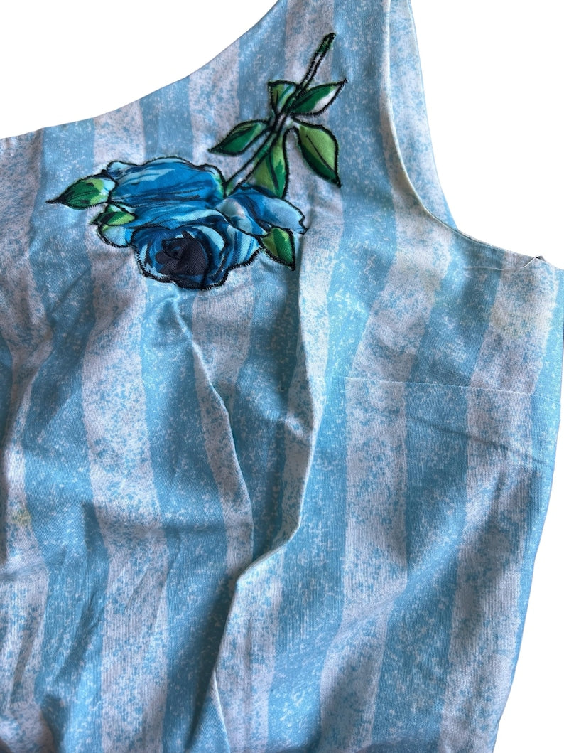 1950's Vintage Cover Girl of Miami Summer Dress with Large Blue Roses Fabulous