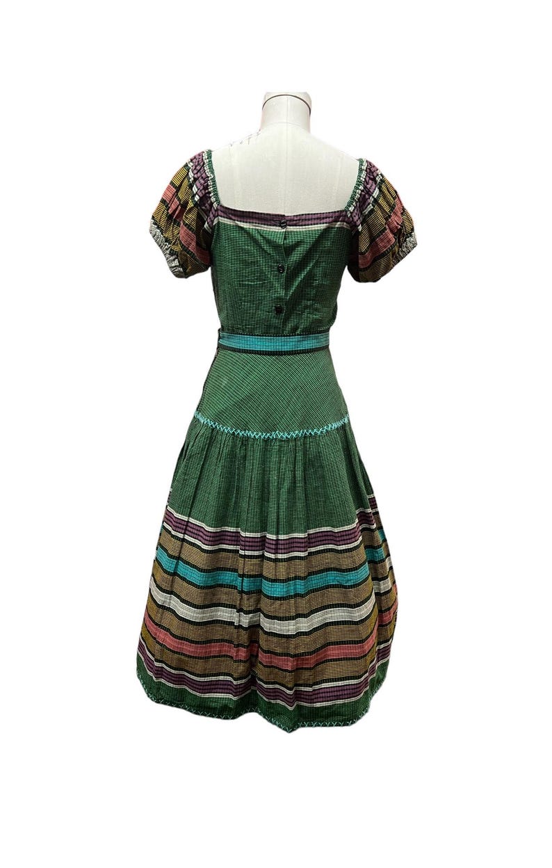 1930's 1940's Vintage Embroidered Cotton 2 piece Day Blouse with Matching Skirt Set