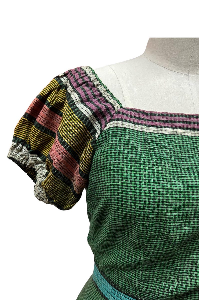 1930's 1940's Vintage Embroidered Cotton 2 piece Day Blouse with Matching Skirt Set