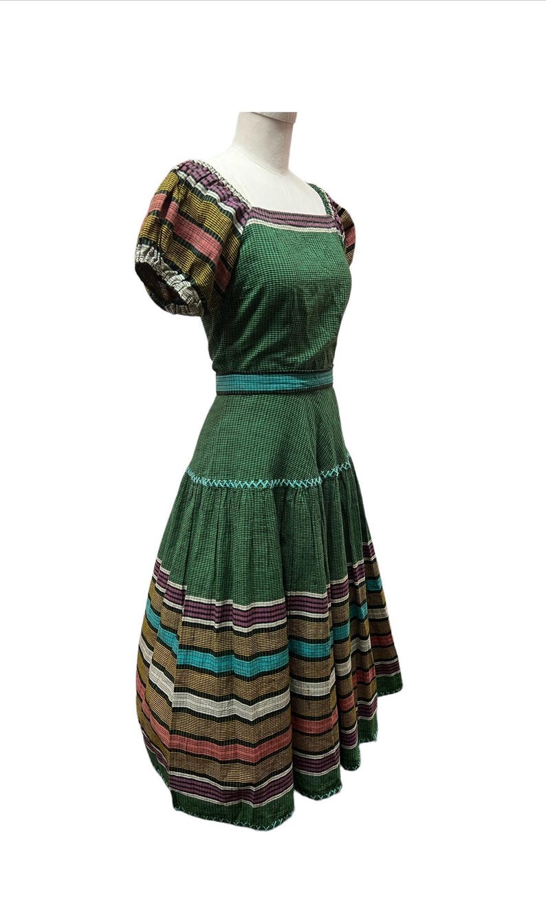 1930's 1940's Vintage Embroidered Cotton 2 piece Day Blouse with Matching Skirt Set