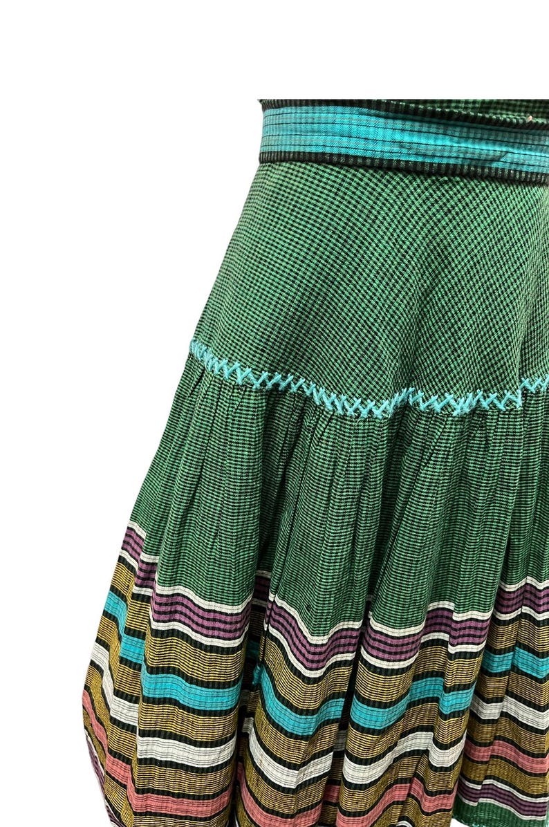 1930's 1940's Vintage Embroidered Cotton 2 piece Day Blouse with Matching Skirt Set