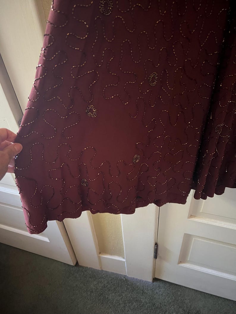 SALE!! 1950's Vintage Fully Cooper Beaded Chocolate Brown Evening Gown
